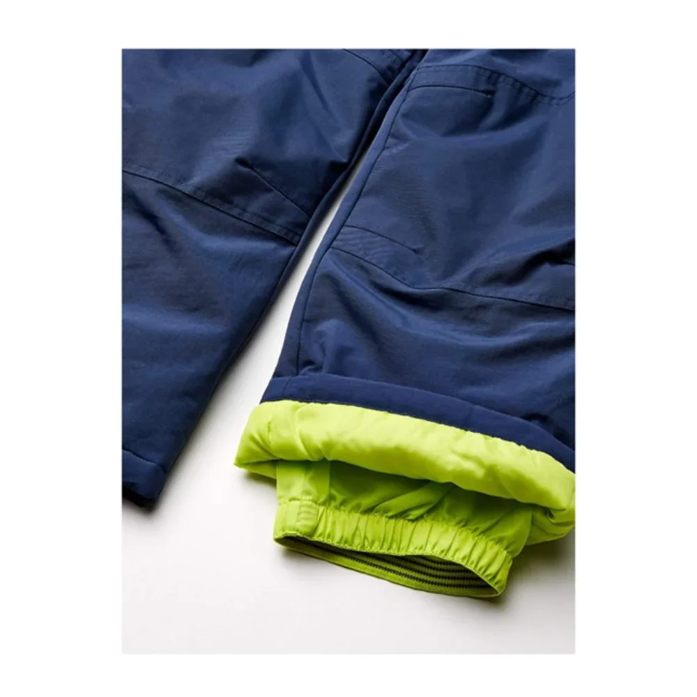 Essentials Boys Snow Pants Water‎ Resistant Navy Blue Neon Green Large (10) New